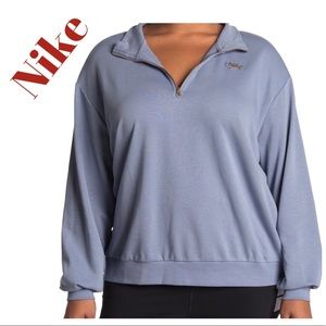 New NIKE Blue Sportswear Femme 1/4-Zip 2x Sweater $65